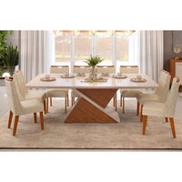 Mesa Sala Jantar Zafira + 8 Cad Bia Freijo DJ Móveis