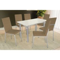 Mesa Sala Jantar Elba + 6 Cad Amsterdã Cromado Kappesberg