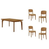 Mesa Sala Jantar Londrina + 4 Cad Havana Natura/Creme Rufato