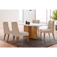 Mesa Sala Jantar Berlim + 4 Cad Maldivas Natural/Crem Rufato
