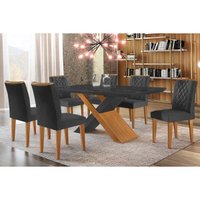 Mesa Sala Jantar Imperatriz + 6 Cad Jade Imbu/Grafite Rufato
