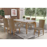 Mesa Sala Jantar Londrina + 6 Cad Dakota Natural/Bege Rufato