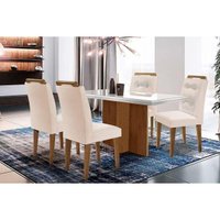 Mesa Sala Jantar Berlim + 4 Cad Imperatriz Imbu/Creme Rufato