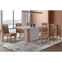 Mesa Sala Jantar Pietá + 6 Cad Dafne Natural/Capucci Rufato