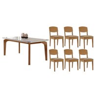 Mesa Sala Jantar Londrina + 6 Cad Havana Naturale Rufato