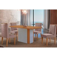 Mesa Sala Jantar Pietá + 4 Cad Dafne Natural/Capucci Rufato