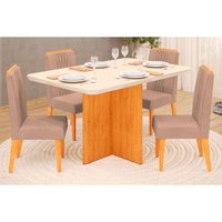 Mesa Sala Jantar Hera + 4 Cad Lia Cedro DJ Móveis