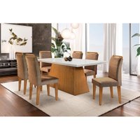 Mesa Sala Jantar Luna + 6 Cad Athenas Capuccino Rufato