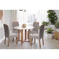 Mesa Sala Jantar Flora + 4 Cad Paola Nature/Grafite Cimol