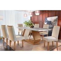 Mesa Sala Jantar Alvorada + 6 Cad Lunara Capuccino Rufato