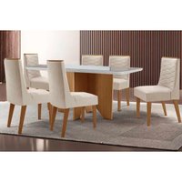Mesa Sala Jantar Nevada + 6 Cad Maldivas Natura/Creme Rufato