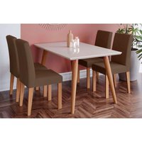 Mesa Sala Jantar Adele + 4 Cad Maia Nature/Chocolate Cimol