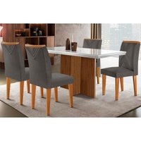 Mesa Sala Jantar Berlim + 4 Cad Amsterdã Imbu/Grafite Rufato