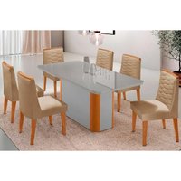 Mesa Sala Jantar Pietá + 6 Cad Maldivas Naturale/Bege Rufato