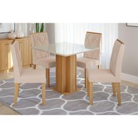 Mesa Sala Jantar Sophia + 4 Cad Fernanda Nature/Bege Cimol