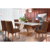 Mesa Sala Jantar Alvorada + 6 Cad Jade Capuccino Rufato