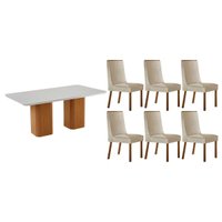 Mesa Sala Jantar Maldivas + 6 Cad Dakota Natura/Creme Rufato