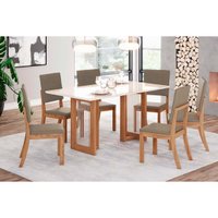 Mesa Sala Jantar Yara + 6 Cad Milla Nature/Amêndoa Henn