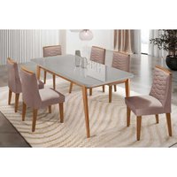 Mesa Sala Jantar Havana + 6 Cad Maldivas Naturale Rufato