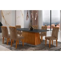 Mesa Sala Jantar Luna + 6 Cad Amsterdã Capuccino Rufato