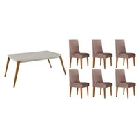 Mesa Sala Jantar Havana + 6 Cad Dakota Naturale Rufato