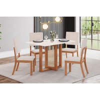 Mesa Sala Jantar Natalí + 4 Cad Milla Nature/Bege Henn