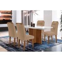 Mesa Sala Jantar Berlim + 4 Cad Imperatriz Capuccino Rufato