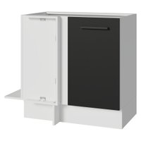 Balcão de Canto 1 Porta (Sem Tampo) Branco/Preto Agata Madesa