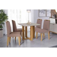 Mesa Sala Jantar Flora + 4 Cad Paola Cinamomo/Bege Cimol