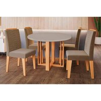 Mesa Sala Jantar Flora + 4 Cad Clarice Cinamomo Cimol