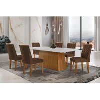 Mesa Sala Jantar Luna + 6 Cad Jade Capuccino Rufato