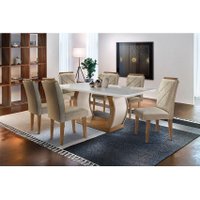 Mesa Sala Jantar Jade + 6 Cad Melissa Capuccino/Bege Rufato