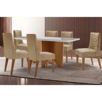 Mesa Sala Jantar Nevada + 6 Cad Maldivas Natural/Bege Rufato