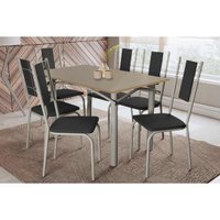 Mesa Sala Jantar Elba + 6 Cad Lisboa Niquel/Preto Kappesberg