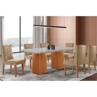 Mesa Sala Jantar Maldivas + 6 Cad Dafne Naturale/Bege Rufato