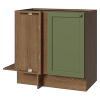 Balcão de Canto 1 Porta (Sem Tampo) Rustic/Verde Vik Madesa