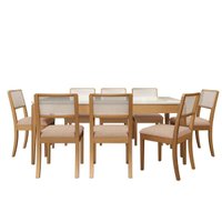 Mesa Sala Jantar Mira + 8 Cad Lola Carvalho/Bege Kappesberg