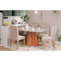 Mesa Sala Jantar Maitê + 4 Cad Clarice Cinamomo Cimol