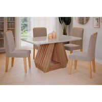 Mesa Sala Jantar Ágata + 4 Cad Clarice Cinamomo/Bege Cimol