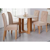 Mesa Sala Jantar Flora + 4 Cad Fernanda Carvalho/Bege Cimol