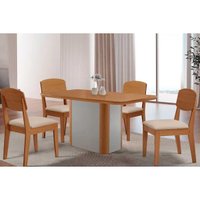 Mesa Sala Jantar Pietá + 4 Cad Havana Naturale/Creme Rufato