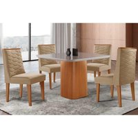 Mesa Sala Jantar Maldivas + 4 Cad Dafne Naturale/Bege Rufato