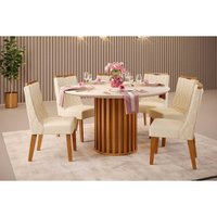 Mesa Sala Jantar Viena + 6 Cad Bia Cedro DJ Móveis