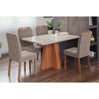 Mesa Sala Jantar Maitê + 4 Cad Paola Cinamomo/Bege Cimol
