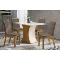 Mesa Sala Jantar Luiza + 4 Cad Isa Nature/Bege Henn