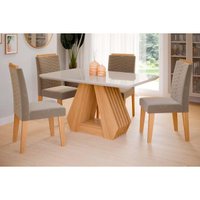 Mesa Sala Jantar Ágata + 4 Cad Clarice Nature/Choco Cimol