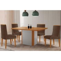 Mesa Sala Jantar Pietá + 4 Cad Dakota Naturale/Marrom Rufato