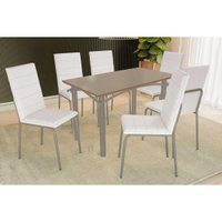 Mesa Sala Jantar Elba + 6 Cad Amsterdã Niquel/Bco Kappesberg
