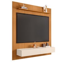 Painel Para Tv Até 55 Polegadas Ripado Impressão 3D Avante Com Nicho 1,34m Cedro/Off White EDN