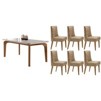 Mesa Sala Jantar Londrina + 6 Cad Dafne Naturale/Bege Rufato